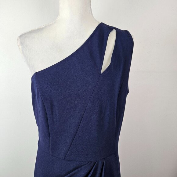 Pretty Garden Womens One Shoulder Ruched Bodycon Dress Navy Large Party Cocktail - Picture 6 of 13